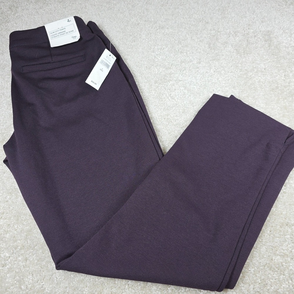 Gap Slim City Ponte Dress Pants Womens 4 Regular Blue Flat Front Stretch NWT